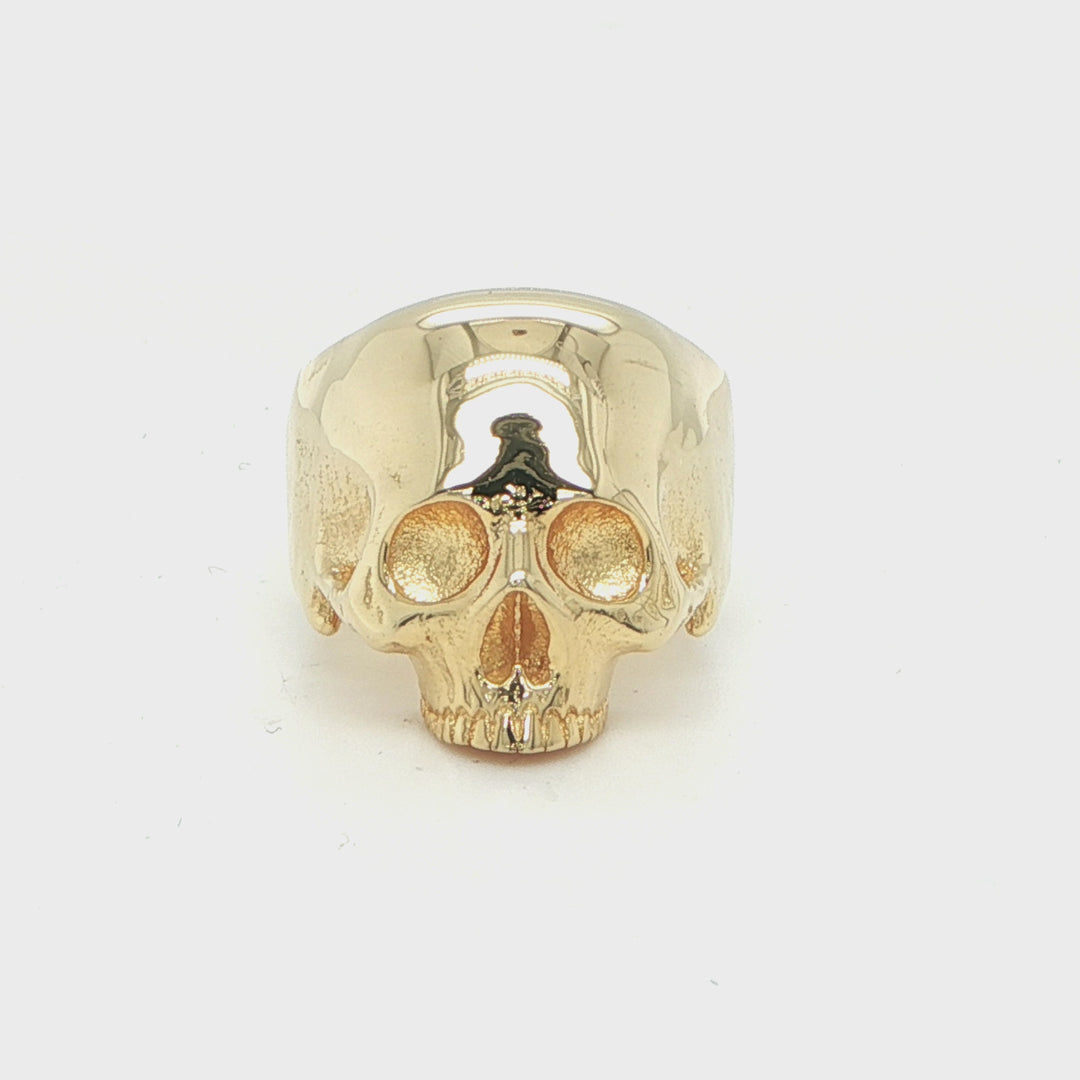 14K Yellow Gold Skull Fashion Ring