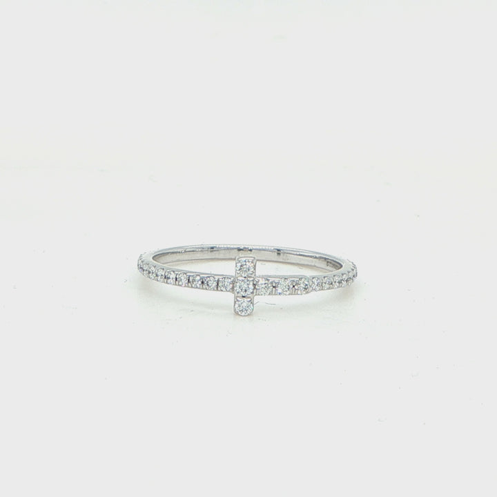 Tiffany & Co. 18K White Gold Diamond T Ring