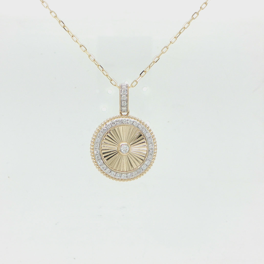 14K Yellow Gold Milgrain Diamond Pendant Necklace