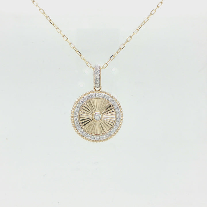 14K Yellow Gold Milgrain Diamond Pendant Necklace