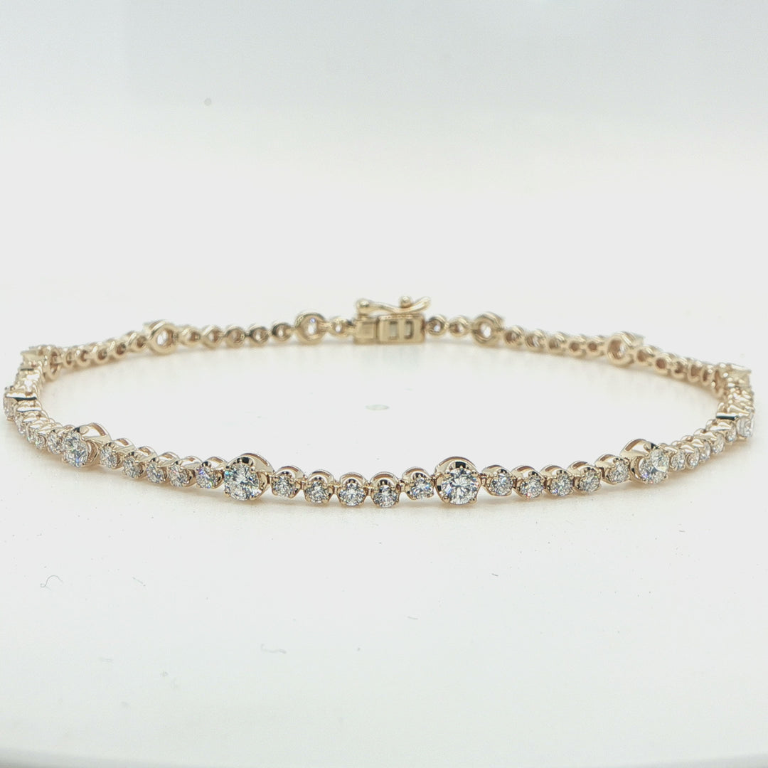 14K Yellow Gold Diamond Tennis Bracelet