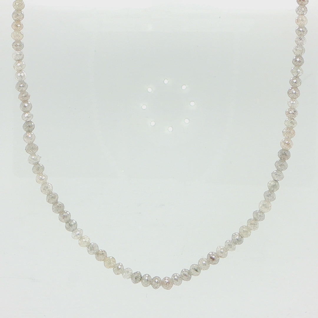 14K White Gold Faceted Grey Diamond Bead Necklace