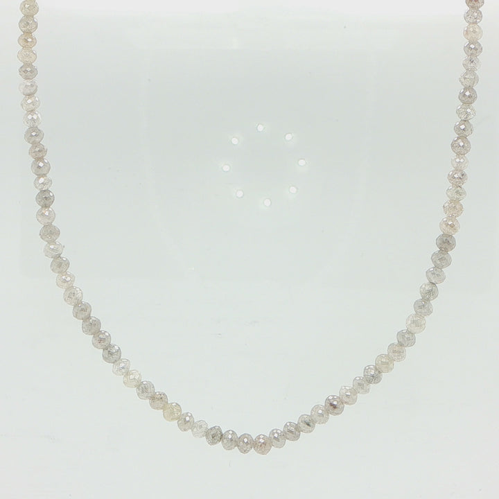14K White Gold Faceted Grey Diamond Bead Necklace