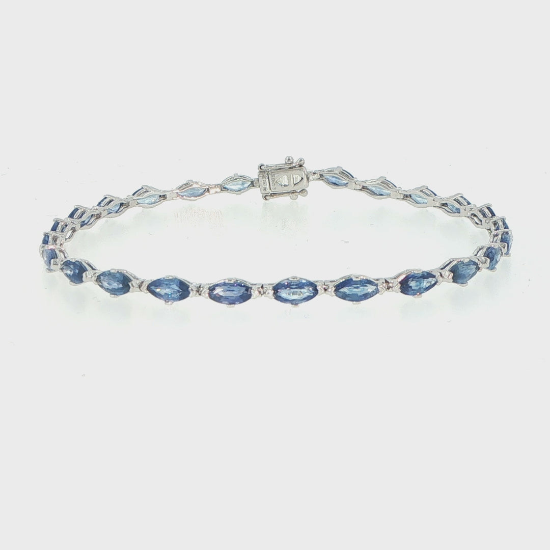18K White Gold Marquise Sapphire Tennis Bracelet