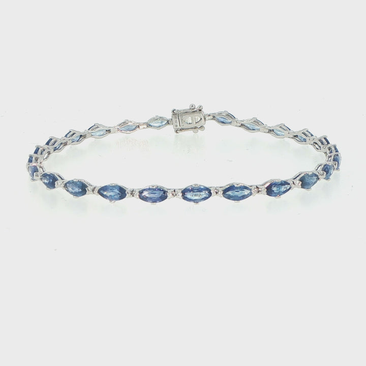 18K White Gold Marquise Sapphire Tennis Bracelet