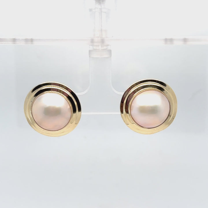 14K Yellow Gold Bezel-Set Mabe Pearl Stud Earrings