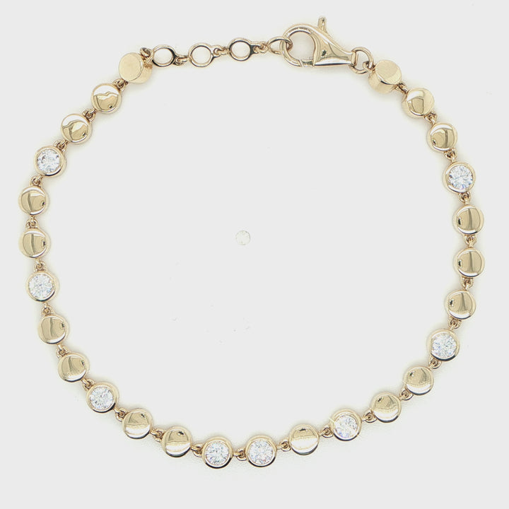 14K Yellow Gold Bezel Set Diamond Station Bracelet
