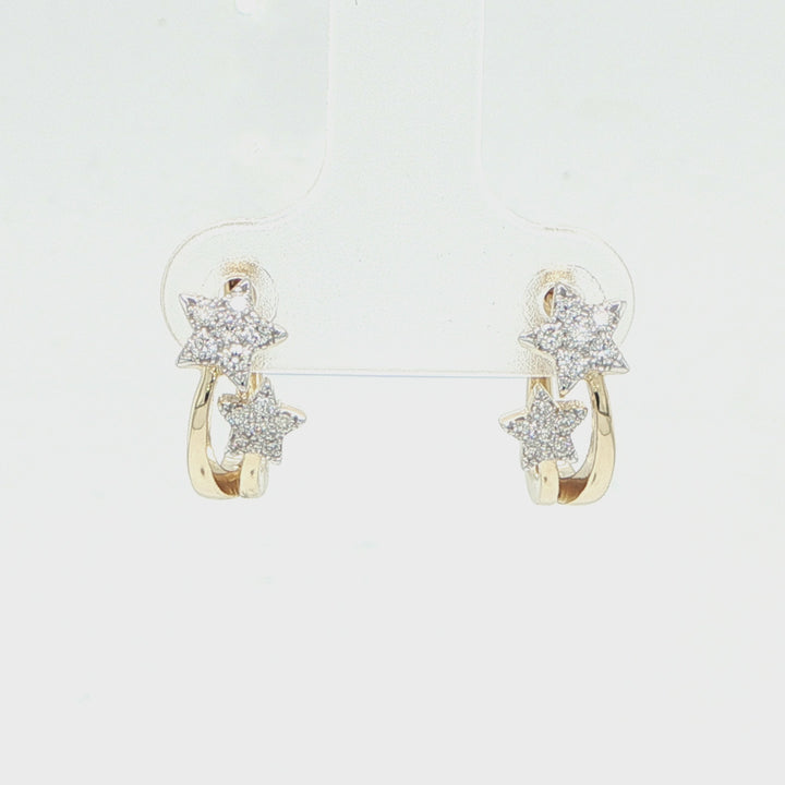 14K Yellow Gold Diamond Star Earrings
