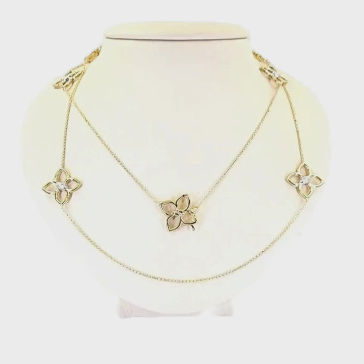 Cialoma Diamond Flower Station Long Necklace
