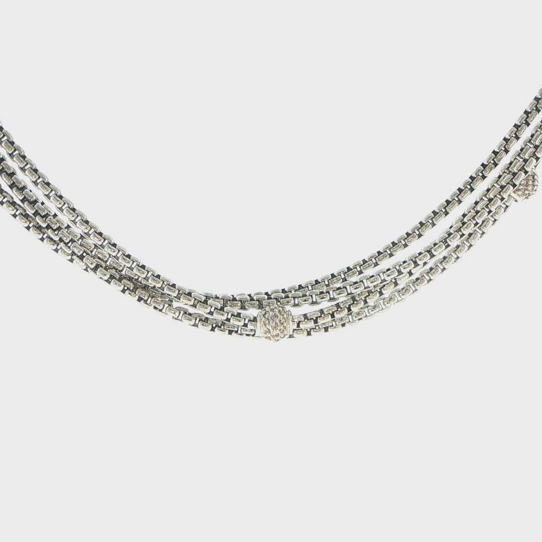 David Yurman 18K Gold & Sterling Silver Four-Strand Diamond Necklace