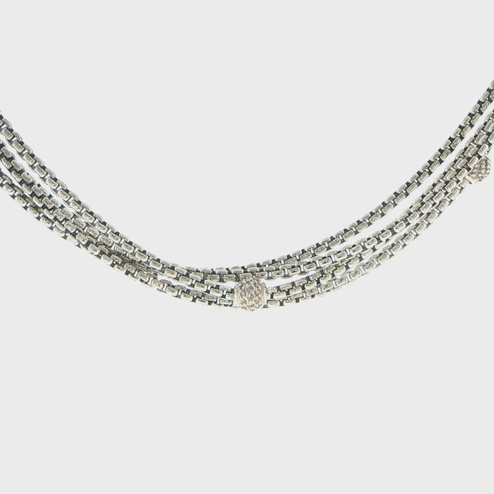 David Yurman 18K Gold & Sterling Silver Four-Strand Diamond Necklace