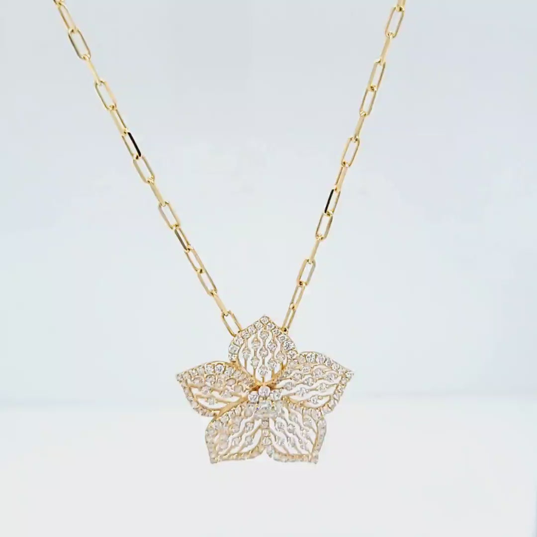 Openwork Flower Diamond Necklace