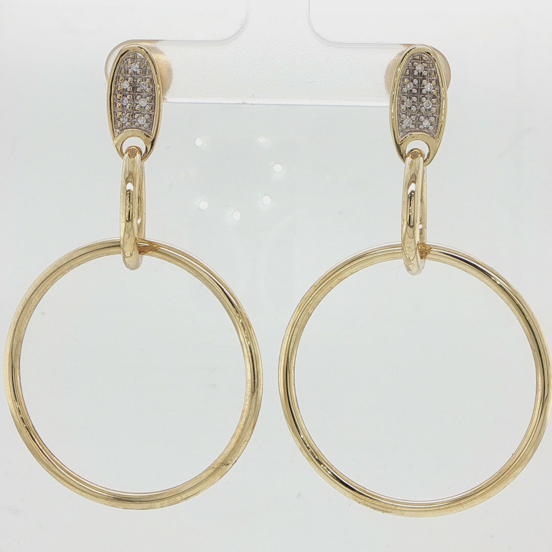 18K Yellow Gold Open Circle Drop Earrings