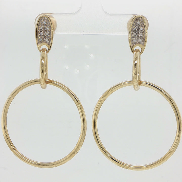 18K Yellow Gold Open Circle Drop Earrings
