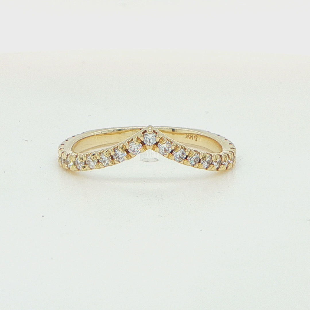 14K Yellow Gold Diamond V Shape Band