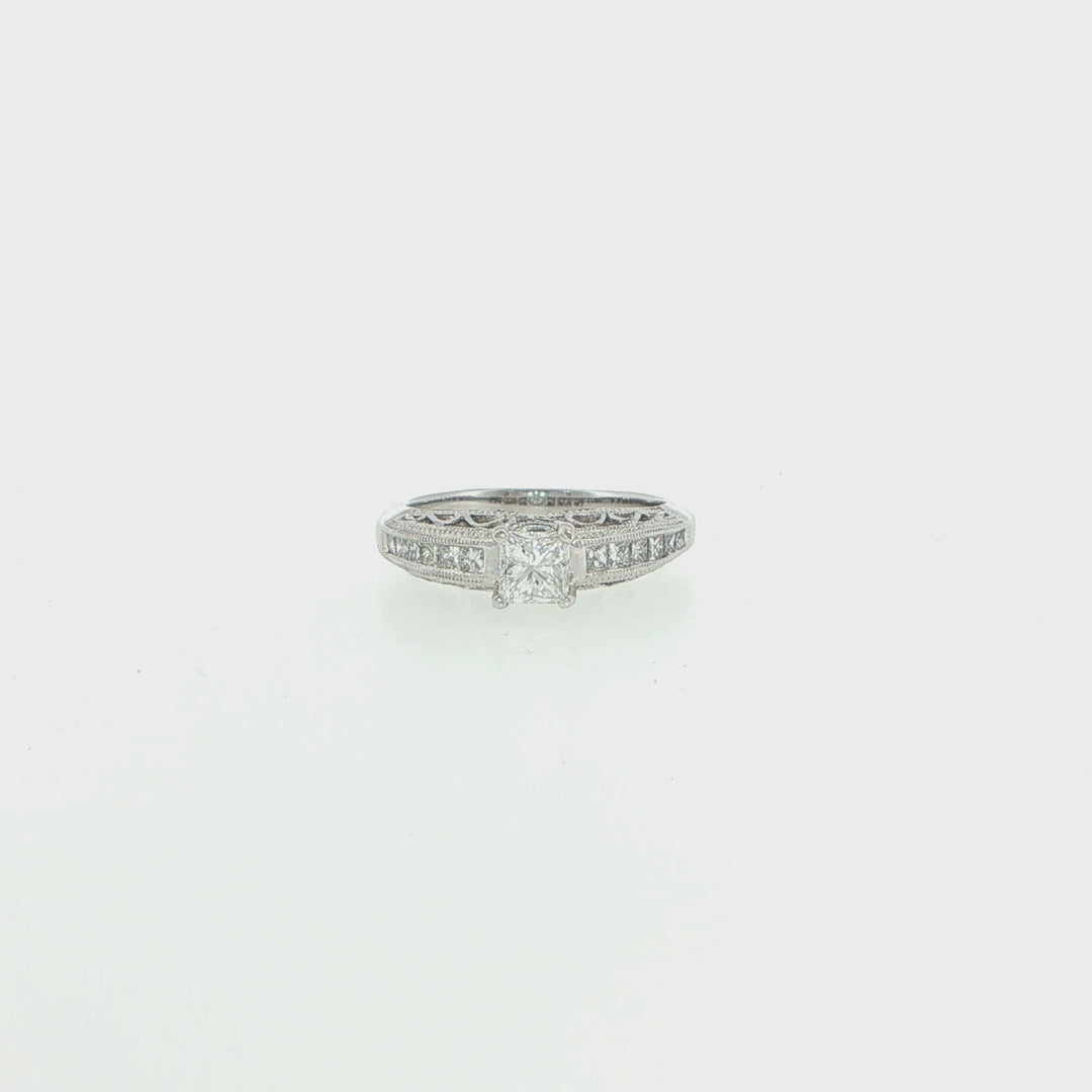 0.53ct Princess Cut Diamond in Vintage Style Ring
