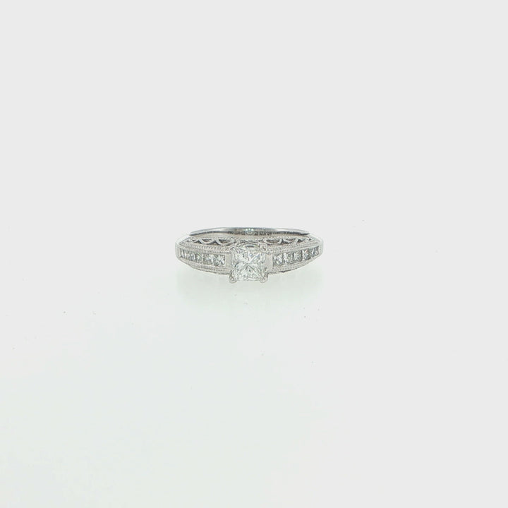 0.53ct Princess Cut Diamond in Vintage Style Ring