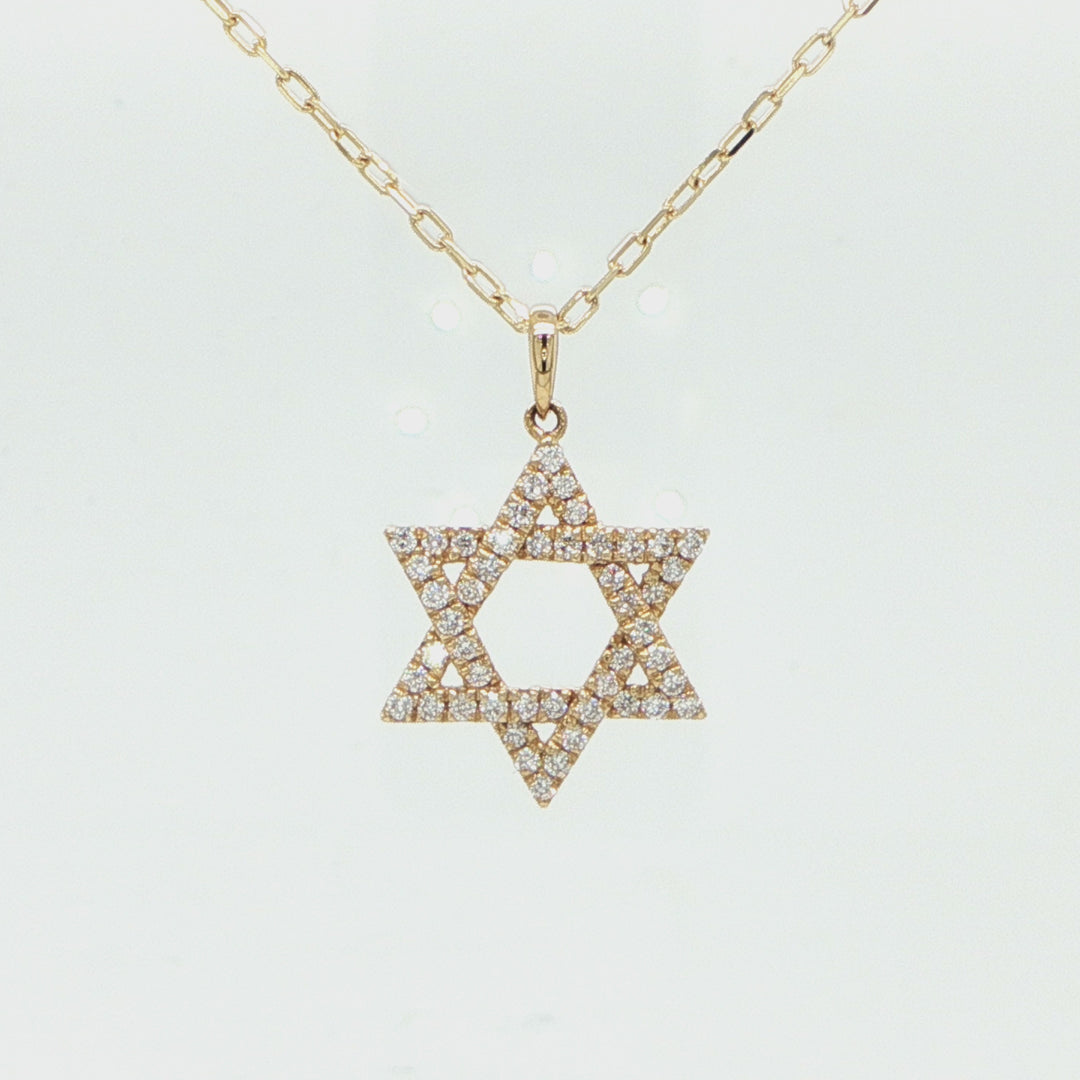 14K Yellow Gold Diamond Star of David Necklace