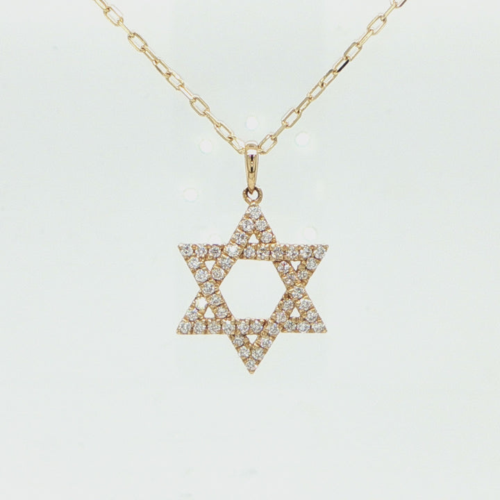 14K Yellow Gold Diamond Star of David Necklace