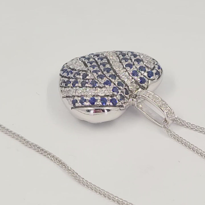 Sapphire and Diamond Puff Heart Necklace