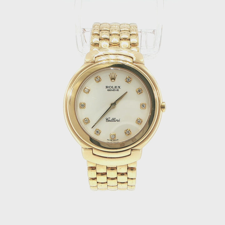 Rolex Cellini 37mm 18K Yellow Gold Quartz Watch Diamond Dial