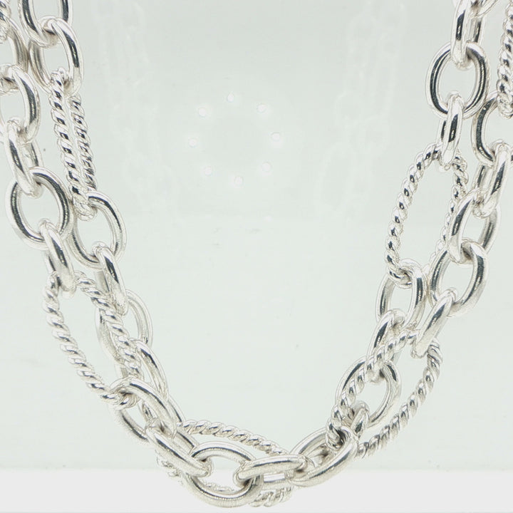 David Yurman Sterling Silver Open Link Necklace with 18K Gold Accent