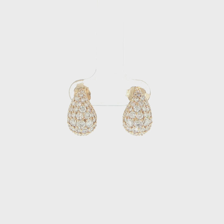 14K Yellow Gold Diamond Teardrop Stud Earrings