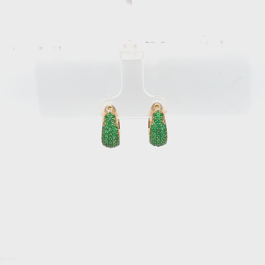 14K Yellow Gold Tapered Pavé Huggie Earrings