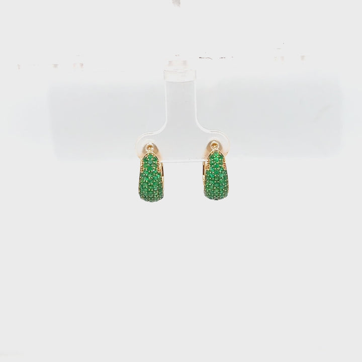 14K Yellow Gold Tapered Pavé Huggie Earrings