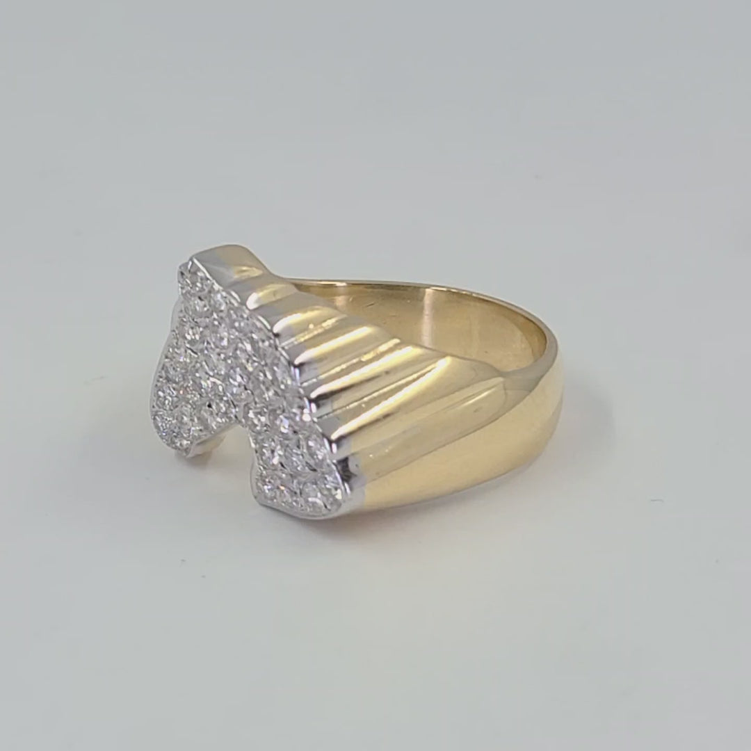 Pave-Set Diamond Horse Head Ring