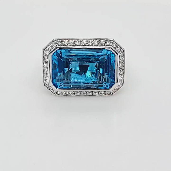 Blue Topaz and Diamond Cocktail Ring