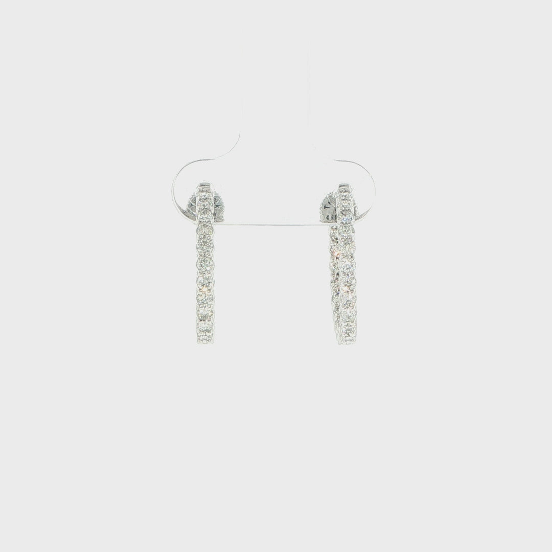 14K White Gold Inside-Out Diamond Hoop Earrings