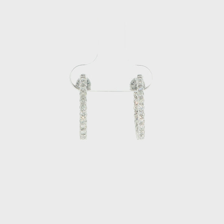 14K White Gold Inside-Out Diamond Hoop Earrings