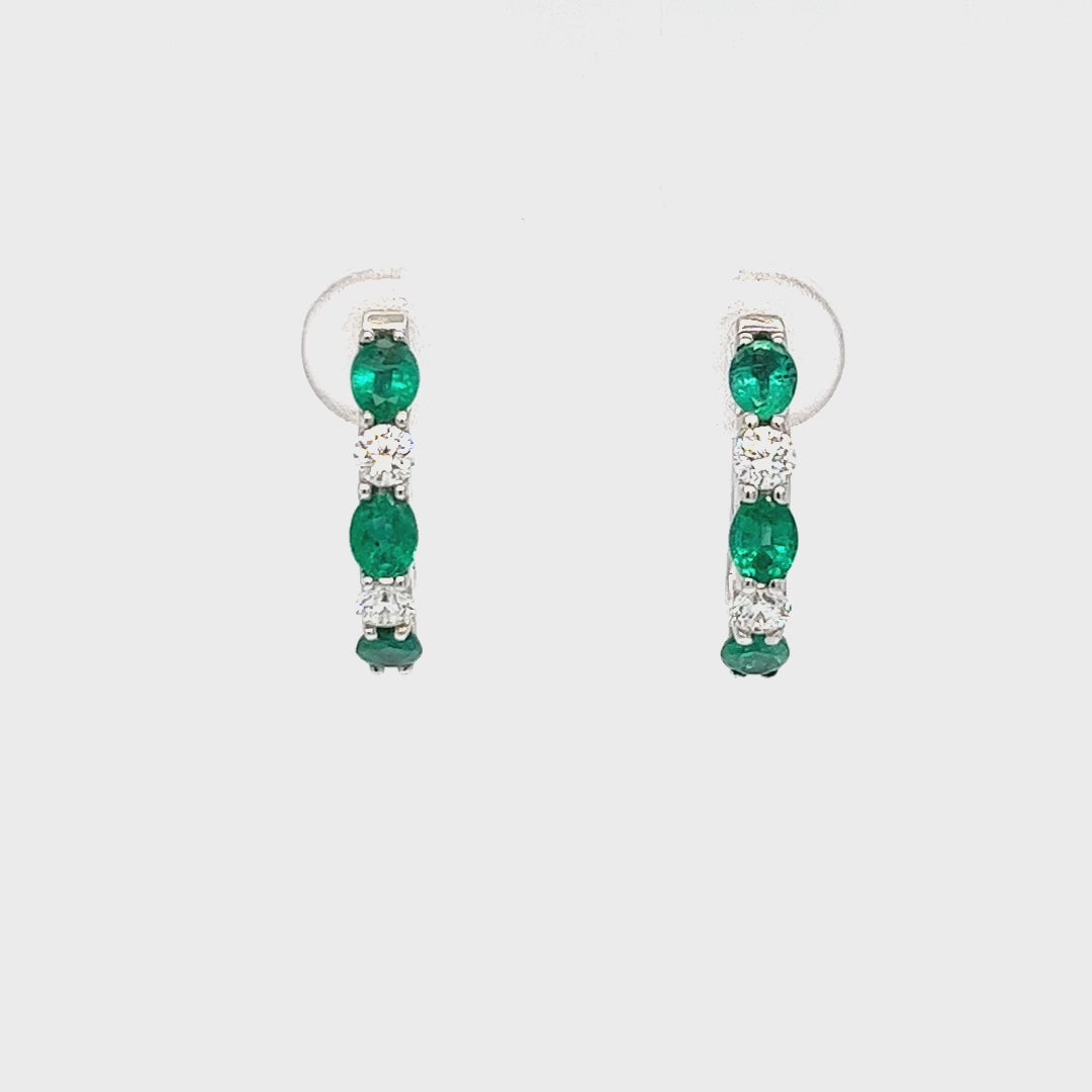 Emerald and Diamond Hoops