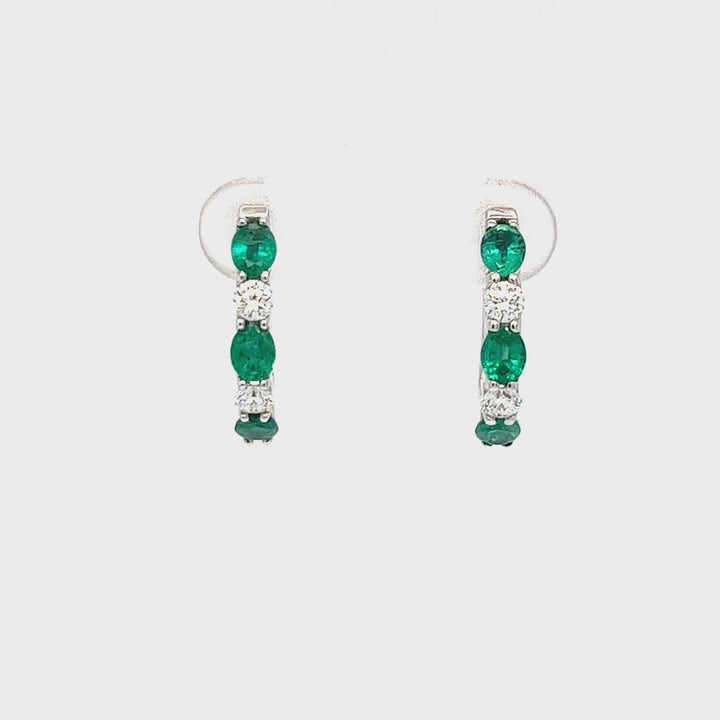 Emerald and Diamond Hoops