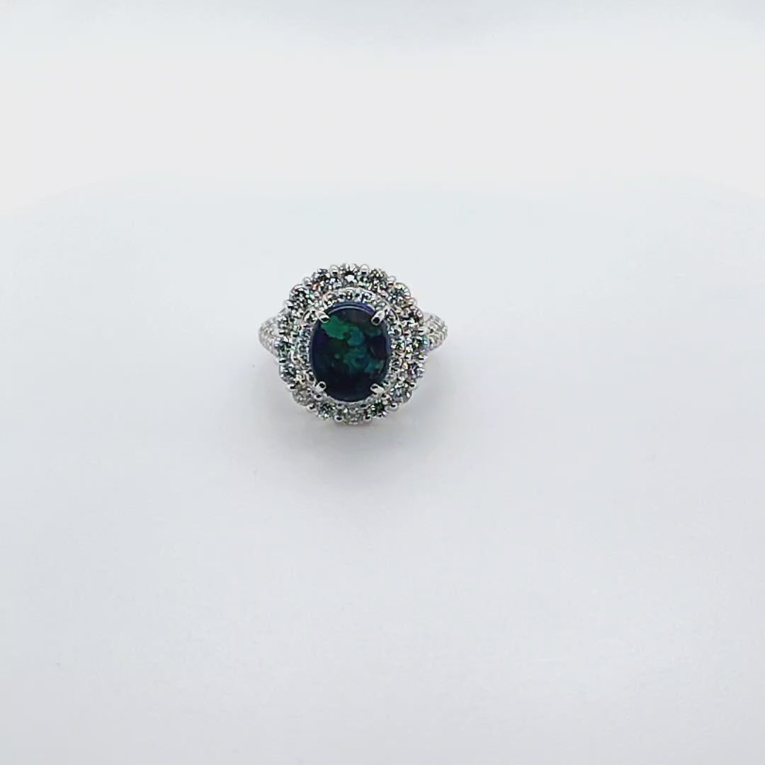 Lightning Ridge Opal and Diamond Ring