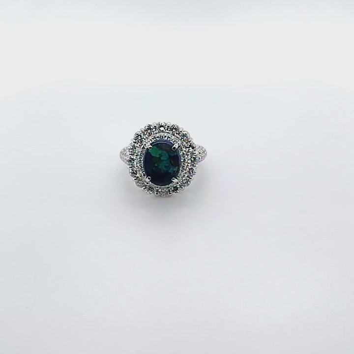 Lightning Ridge Opal and Diamond Ring