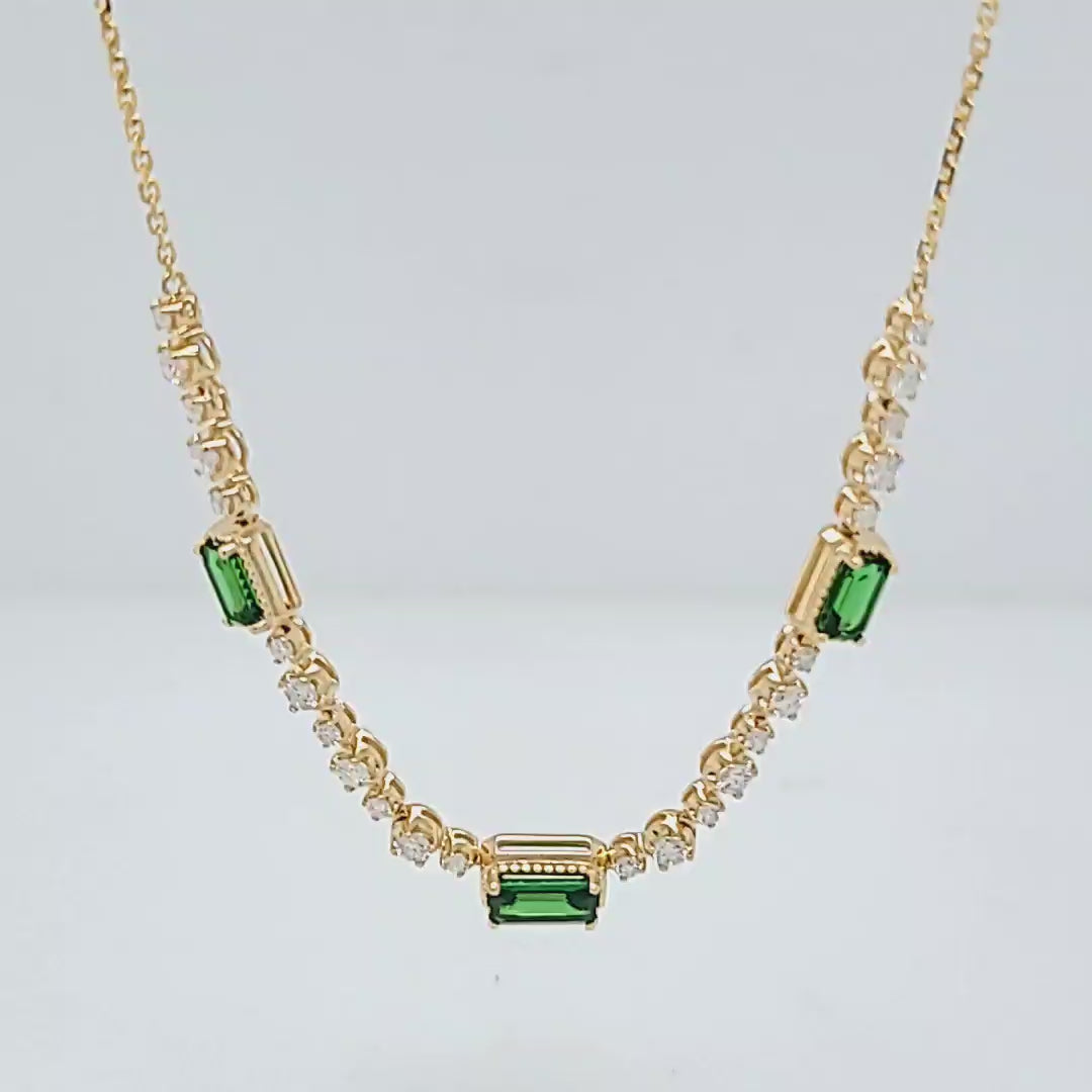 Green Garnet and Diamond Necklace