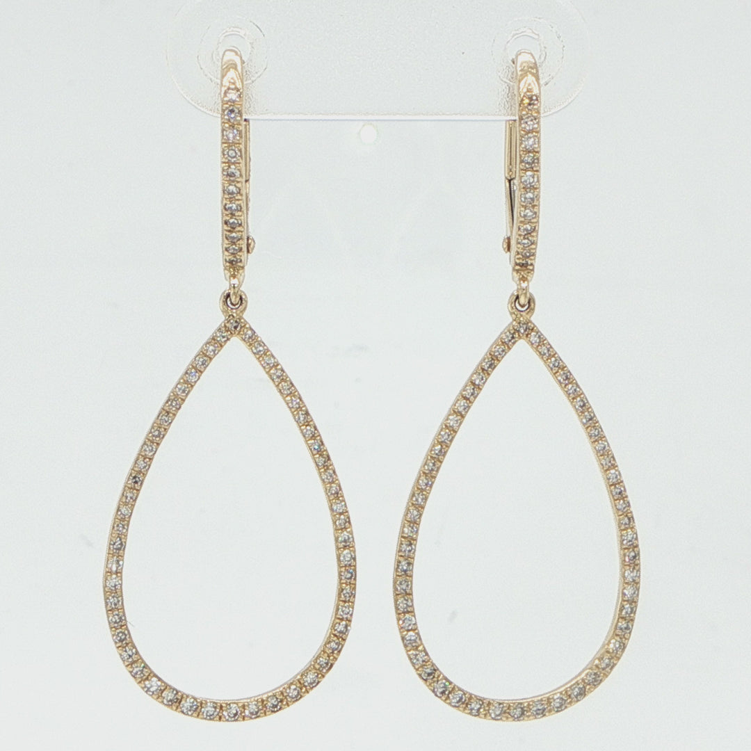 14K Yellow Gold Open Pear Diamond Earrings