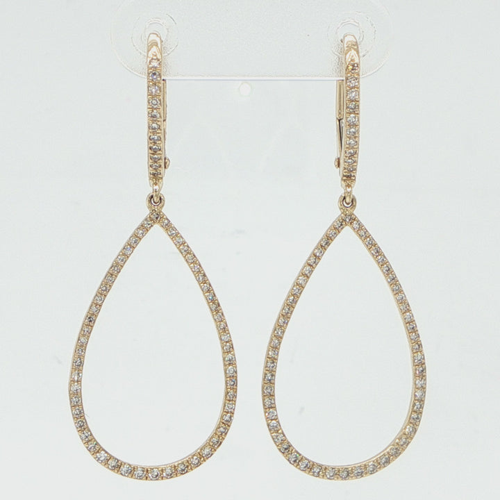14K Yellow Gold Open Pear Diamond Earrings