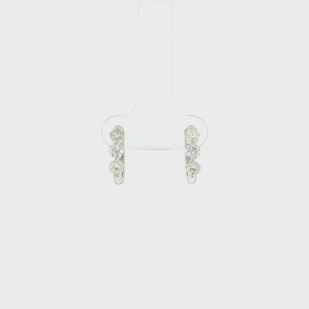 14K White Gold Diamond Huggie Earrings