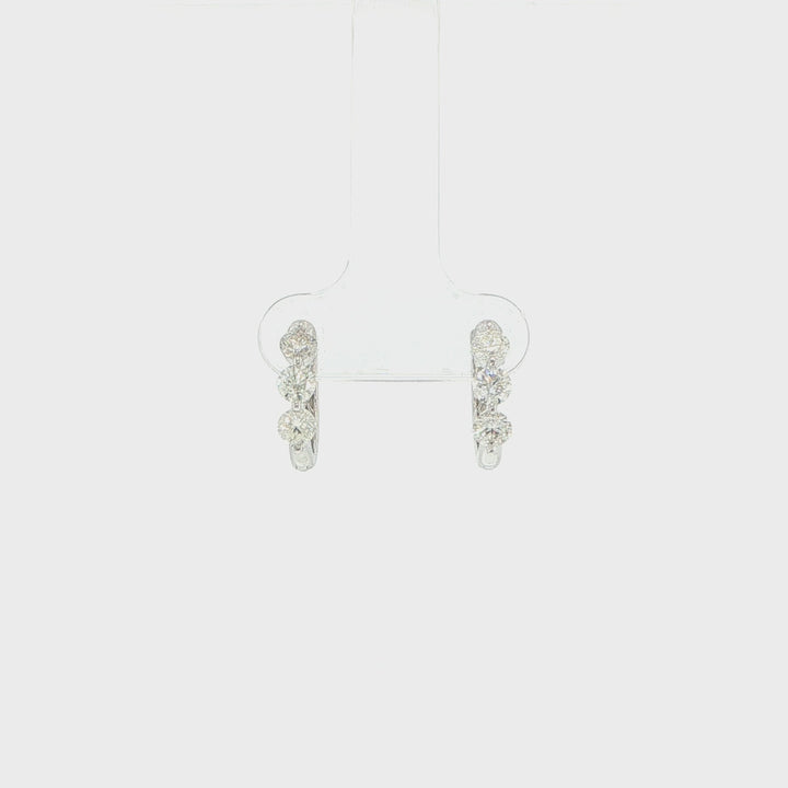 14K White Gold Diamond Huggie Earrings