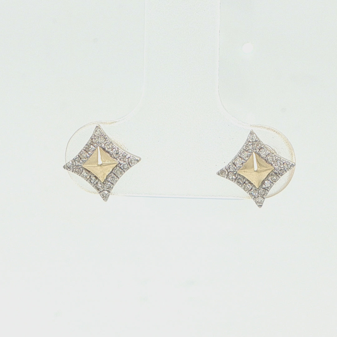 14K Yellow Gold Diamond Stud Earrings