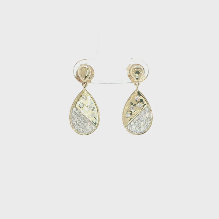 14K Yellow Gold Diamond Teardrop Earrings