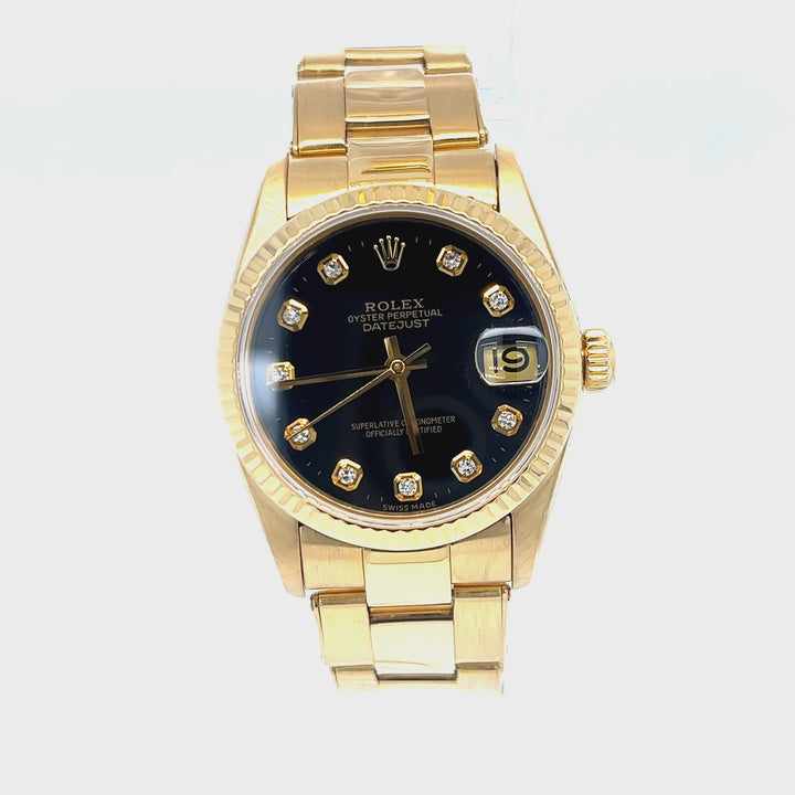 31mm Rolex Datejust Diamond Dial Fluted Bezel Oyster Bracelet