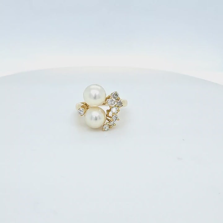 Pearl and Diamond Cluster Ring