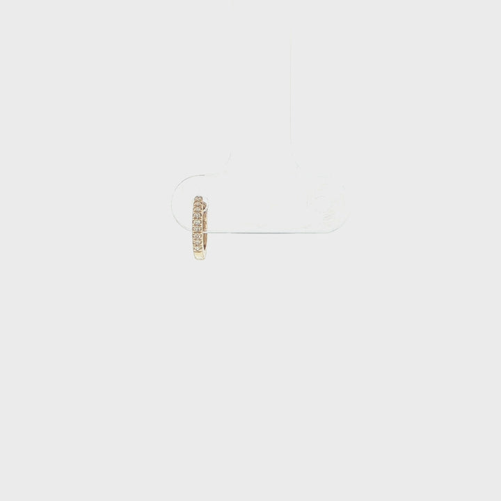 Single 14K Yellow Gold Mini Diamond Hoop Earring