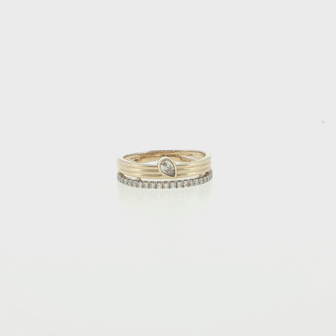 14K Yellow Gold Double Band Diamond Ring