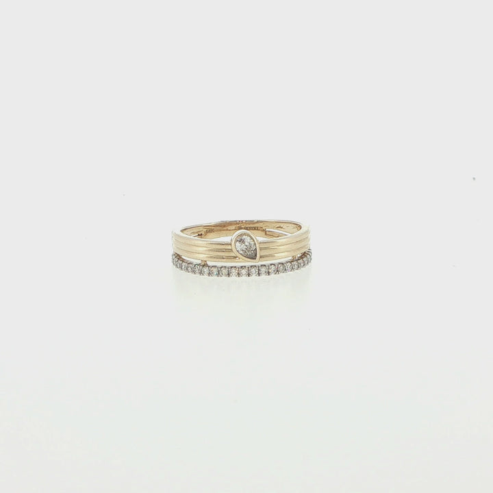 14K Yellow Gold Double Band Diamond Ring