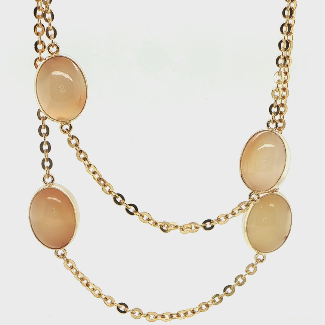 18K Yellow Gold Moonstone 30" Necklace